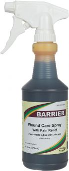 Barrier II Wound Care Spray with Pain Relief, 2% Povidone-Iodine with Lidocaine, 16oz 