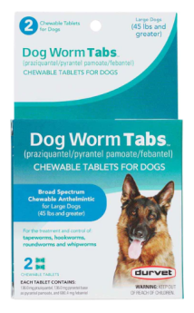 Dog Worm Tabs Chew Tabs for Large Dogs Greater than 45lb 2ct