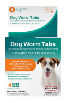 Dog Worm Tabs Chew Tabs for Small Dogs 2-25lb 4ct