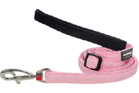 Red Dingo Leash-Pink Daisy Chain