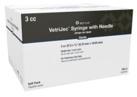 Vetrijec 3cc Syringe and Needle 100ct Soft Pack