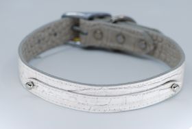 OmniPet Signature Leather Slider Collar-White Croco